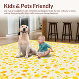 Ultra Soft Area Rug, Non Slip, Stain Resistant, Washable Area Rugs for Living Room, Bedroom, Elegant Daisy Pattern in Soft Neutrals(Yellow)