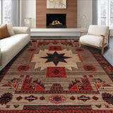 Ultra Soft Area Rug, Non Slip, Stain Resistant, Washable Area Rugs for Living Room, Bedroom, Primitive Cozy Geometric Motif(Beige)