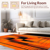 Ultra Soft Area Rug, Non Slip, Stain Resistant, Washable Area Rugs for Living Room, Bedroom, Artful Optical Trickery Display(Orange)