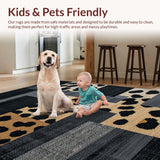 Ultra Soft Area Rug, Non Slip, Stain Resistant, Washable Area Rugs for Living Room, Bedroom, Minimalist Contemporary Print Inspiration(Black)