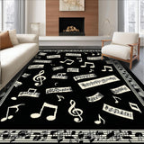 Ultra Soft Area Rug, Non Slip, Stain Resistant, Washable Area Rugs for Living Room, Bedroom, Chic Black and White Musical Aesthetics(Black)