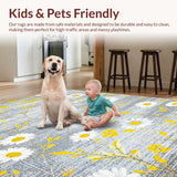 Ultra Soft Area Rug, Non Slip, Stain Resistant, Washable Area Rugs for Living Room, Bedroom, Chic Gray Floral Elegance(Gray)