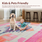Ultra Soft Area Rug, Non Slip, Stain Resistant, Washable Area Rugs for Living Room, Bedroom, Artistic Contemporary Patterned Delight(Pink)