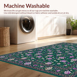 Ultra Soft Area Rug, Non Slip, Stain Resistant, Washable Area Rugs for Living Room, Bedroom, Artistic Pastel Floral Composition(Green)