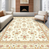 Ultra Soft Area Rug, Non Slip, Stain Resistant, Washable Area Rugs for Living Room, Bedroom, Low Pile Retro Beige Delicate Vintage Floral Lattice(Beige)