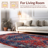Ultra Soft Area Rug, Non Slip, Stain Resistant, Washable Area Rugs for Living Room, Bedroom, Traditional Boho Red Entryway Non-Slip Carpet(Red)