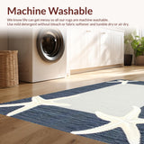 Ultra Soft Area Rug, Non Slip, Stain Resistant, Washable Area Rugs for Living Room, Bedroom, Rustic Oceanic Stripe Fusion(Blue)