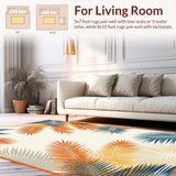 Ultra Soft Area Rug, Non Slip, Stain Resistant, Washable Area Rugs for Living Room, Bedroom, Energetic Cream and Coral Theme(Orange)