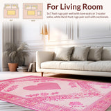 Ultra Soft Area Rug, Non Slip, Stain Resistant, Washable Area Rugs for Living Room, Bedroom, Cozy Pink Abstract Texture(Pink)
