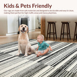 Ultra Soft Area Rug, Non Slip, Stain Resistant, Washable Area Rugs for Living Room, Bedroom, Stylish Black & White Carpet: Reversible Striped Area Rug(Black)