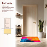 Ultra Soft Area Rug, Non Slip, Stain Resistant, Washable Area Rugs for Living Room, Bedroom, Lively Modern Paint Stroke Aesthetic(Orange)