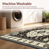 Ornate Black and Beige Featuring Luxurious Medallion Floral(Black)