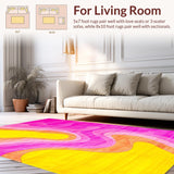 Ultra Soft Area Rug, Non Slip, Stain Resistant, Washable Area Rugs for Living Room, Bedroom, Sunny Cheerful Watercolor Style(Yellow)