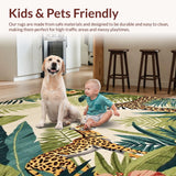 Ultra Soft Area Rug, Non Slip, Stain Resistant, Washable Area Rugs for Living Room, Bedroom, Tropical Flora Artistic Arrangement(Beige)