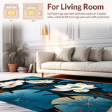 Ultra Soft Area Rug, Non Slip, Stain Resistant, Washable Area Rugs for Living Room, Bedroom, Eye-Catching Botanical Artistry(White)