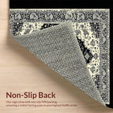 Ultra Soft Area Rug, Non Slip, Stain Resistant, Washable Area Rugs for Living Room, Bedroom, Oriental Distressed Black Ivory Living Room Rug(Black)