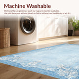 Ultra Soft Area Rug, Non Slip, Stain Resistant, Washable Area Rugs for Living Room, Bedroom, Sweet Ribbon Rug With Scalloped Edges Preppy Coquette Aesthetic Home Decor(Blue)