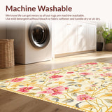 Ultra Soft Area Rug, Non Slip, Stain Resistant, Washable Area Rugs for Living Room, Bedroom, Vibrant Cute Nature-Inspired Print(Beige)
