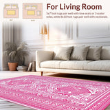 Ultra Soft Area Rug, Non Slip, Stain Resistant, Washable Area Rugs for Living Room, Bedroom, Whimsical Pink and Black Waves(Pink)