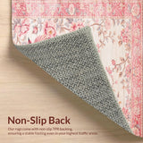 Ultra Soft Area Rug, Non Slip, Stain Resistant, Washable Area Rugs for Living Room, Bedroom, Elegant Rustic Flower Accents(Pink)