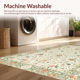 Ultra Soft Area Rug, Non Slip, Stain Resistant, Washable Area Rugs for Living Room, Bedroom, Soft Cream Ethereal Botanical Motif(Ivory)