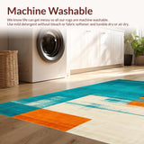 Ultra Soft Area Rug, Non Slip, Stain Resistant, Washable Area Rugs for Living Room, Bedroom, Luxurious Low Pile Artistic Print(Blue)