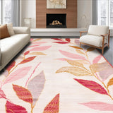 Ultra Soft Area Rug, Non Slip, Stain Resistant, Washable Area Rugs for Living Room, Bedroom, Rustic Tiled Leaf Arrangement(Pink)