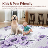 Ultra Soft Area Rug, Non Slip, Stain Resistant, Washable Area Rugs for Living Room, Bedroom, Artistic Floral Swirl Aesthetic(Purple)