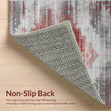 Ultra Soft Area Rug, Non Slip, Stain Resistant, Washable Area Rugs for Living Room, Bedroom, Rustic Textured Linear Pattern(Red)