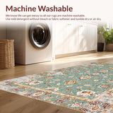 Ultra Soft Area Rug, Non Slip, Stain Resistant, Washable Area Rugs for Living Room, Bedroom, Antique Inspired Ethnic Motif(Blue)