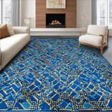 Ultra Soft Area Rug, Non Slip, Stain Resistant, Washable Area Rugs for Living Room, Bedroom, Contemporary Geometric Design Runner Area with Dynamic Shapes(Blue)