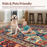 Ultra Soft Area Rug, Non Slip, Stain Resistant, Washable Area Rugs for Living Room, Bedroom, Primitive Farmhouse Style Stain-Resistant Kitchen Carpet(Red)