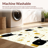 Ultra Soft Area Rug, Non Slip, Stain Resistant, Washable Area Rugs for Living Room, Bedroom, Chic Monochrome Feline Artwork(Gold)