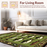 Ultra Soft Area Rug, Non Slip, Stain Resistant, Washable Area Rugs for Living Room, Bedroom, Vintage Fishing Scene Aesthetic(Green)