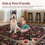 Ultra Soft Area Rug, Non Slip, Stain Resistant, Washable Area Rugs for Living Room, Bedroom, Stylish Monochrome Botanical Motif(Black)
