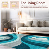 Ultra Soft Area Rug, Non Slip, Stain Resistant, Washable Area Rugs for Living Room, Bedroom, Chic Colorful Tiled Motif(Blue)