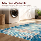 Ultra Soft Area Rug, Non Slip, Stain Resistant, Washable Area Rugs for Living Room, Bedroom, Tidal Flow Runner Rug with Nautical Blue Ripple Effects and Starfish Impressions(Blue)