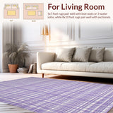Ultra Soft Area Rug, Non Slip, Stain Resistant, Washable Area Rugs for Living Room, Bedroom, Stylish Colorful Ogee Patterns(Purple)