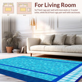 Ultra Soft Area Rug, Non Slip, Stain Resistant, Washable Area Rugs for Living Room, Bedroom, Vibrant Coastal Poolside Aesthetic(Blue)