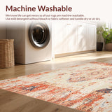Ultra Soft Area Rug, Non Slip, Stain Resistant, Washable Area Rugs for Living Room, Bedroom, Beige Brown Vintage Medallion Distressed Retro Floor(Beige)
