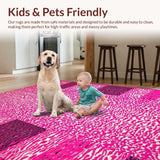 Ultra Soft Area Rug, Non Slip, Stain Resistant, Washable Area Rugs for Living Room, Bedroom, Vibrant Leopard Stripe Motif(Pink)