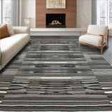 Ultra Soft Area Rug, Non Slip, Stain Resistant, Washable Area Rugs for Living Room, Bedroom, Elegant High-Contrast Linear Elements(Black)