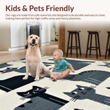Ultra Soft Area Rug, Non Slip, Stain Resistant, Washable Area Rugs for Living Room, Bedroom, Charming Cartoon Cat Silhouette(Gray)