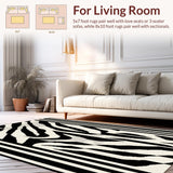 Ultra Soft Area Rug, Non Slip, Stain Resistant, Washable Area Rugs for Living Room, Bedroom, Contemporary Zebra Print Elegance(Black)
