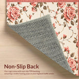 Ultra Soft Area Rug, Non Slip, Stain Resistant, Washable Area Rugs for Living Room, Bedroom, Rustic Earthy Rose Pattern(Beige)