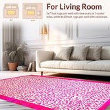 Ultra Soft Area Rug, Non Slip, Stain Resistant, Washable Area Rugs for Living Room, Bedroom, Vibrant Abstract Animal Motif(Pink)