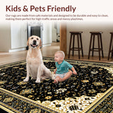 Ultra Soft Area Rug, Non Slip, Stain Resistant, Washable Area Rugs for Living Room, Bedroom, Cozy Timeless Lattice Arrangement(Black)