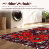 Ultra Soft Area Rug, Non Slip, Stain Resistant, Washable Area Rugs for Living Room, Bedroom, Red Vintage Boho Entryway Non-Slip Carpet(Red)