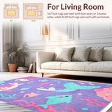 Ultra Soft Area Rug, Non Slip, Stain Resistant, Washable Area Rugs for Living Room, Bedroom, Whimsical Pastel Ombre Texture(Purple)