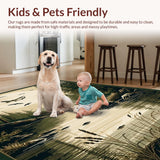 Ultra Soft Area Rug, Non Slip, Stain Resistant, Washable Area Rugs for Living Room, Bedroom, Vibrant Multi-Color Fishing Landscape(Brown)